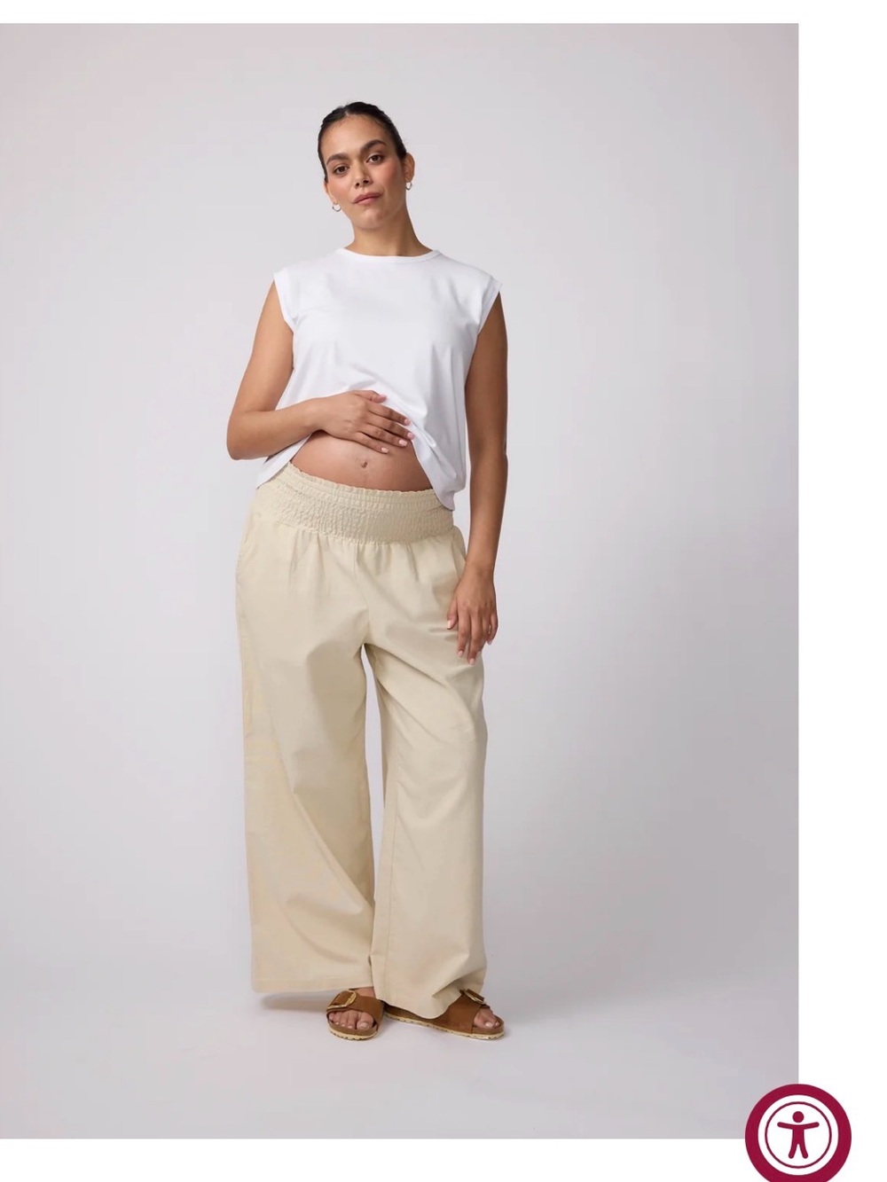 Isabel Maternity by Ingrid & Isabel Wide-Leg Maternity Pants in Taupe